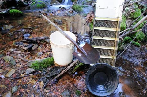 Gold prospecting tools Stock Photos