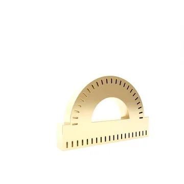Gold Protractor grid for measuring degrees icon isolated on white background. Stock Illustration