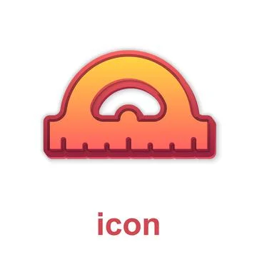 Gold Protractor grid for measuring degrees icon isolated on white background Stock Illustration