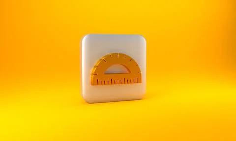 Gold Protractor grid for measuring degrees icon isolated on yellow background Stock Illustration