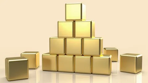 The  gold  pyramid  for abstract  background concept 3d rendering. Stock Illustration
