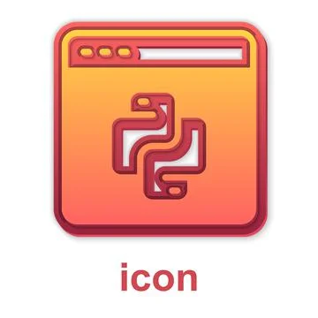 Gold Python programming language icon isolated on white background. Python Illustration