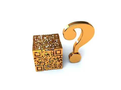 Gold QR cube Stock Illustration
