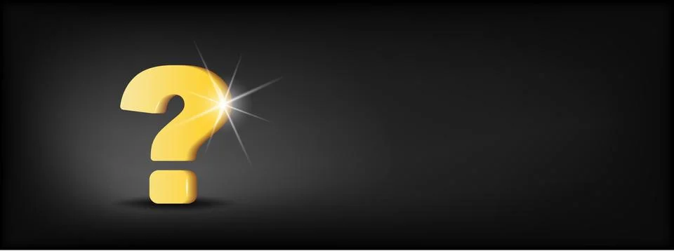 Gold question mark isolate on black background Illustrazione stock