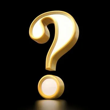 Gold question mark. Isolated on black background. Stock Illustration