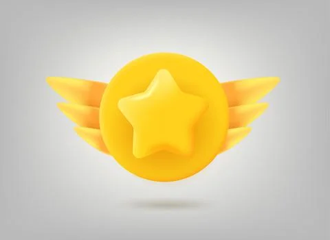 Gold rating star 3d vector badge Stock Illustration