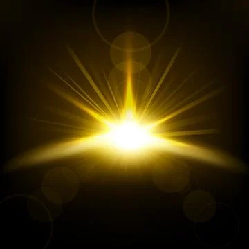 Gold Rays Rising From Horizon, Vector Illustration Stock Illustration