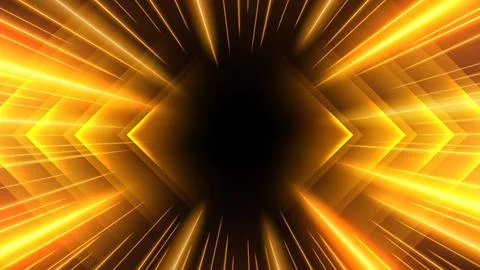 Gold Rays Zoom In Motion Effect, Light Color Trails, Vector Illustration Stock Illustration