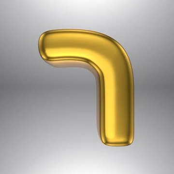 Gold realistic 3D rendering Hebrew alphabet, shiny metallic jewfish symbols and Stock Illustration