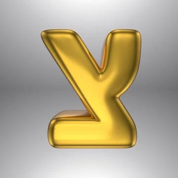 Gold realistic 3D rendering Hebrew alphabet, shiny metallic jewfish symbols and Stock Illustration