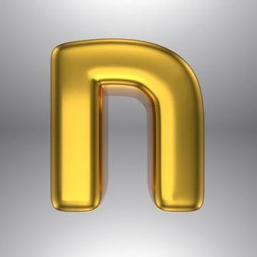 Gold realistic 3D rendering Hebrew alphabet, shiny metallic jewfish symbols and Stock Illustration