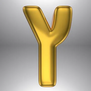 Gold realistic 3D rendering Hebrew alphabet, shiny metallic jewfish symbols and Stock Illustration