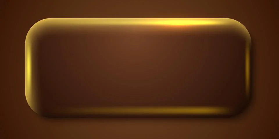 Gold rectangle button isolated. Golden design for empty emblem. Glossy golden Illustrazione stock