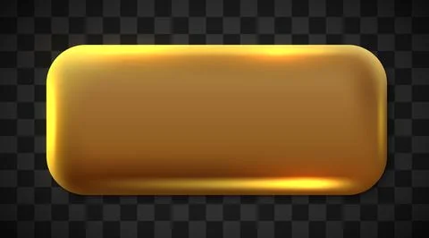 Gold rectangle button isolated. Golden design for empty emblem. Glossy golden Stock Illustration