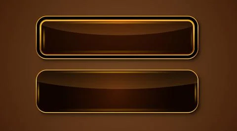 Gold rectangle isolated button. Golden design for empty emblem. Glossy golden Stock Illustration