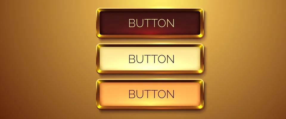 Gold rectangle isolated button. Golden design for empty emblem. Glossy golden Stock Illustration