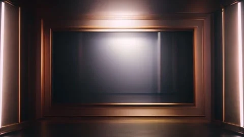 Gold rectangular frame with 3D effect of disappearing light appearing darknes 動画素材 273953161