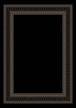 Gold rectangular Vertical abstract ornament frame. A4 format. Abstract elements. Stock Illustration