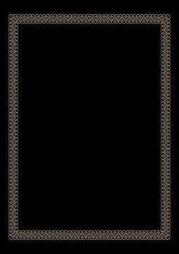 Gold rectangular Vertical Vintage Elegant Eastern ornament ornament frame. A4  Illustrazione stock