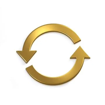 Gold Recycling Circular Arrows. Gold. 3D Render Illustration Stock Illustration
