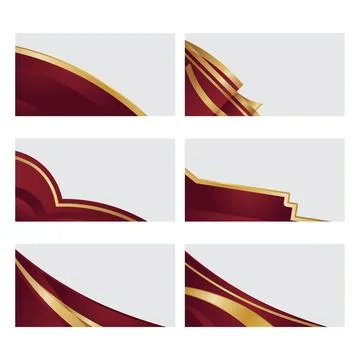 Gold Red Certificate Corner or Border Set Stock Illustration
