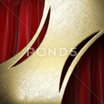 Gold on red curtain Stock Illustration