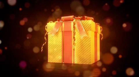 Gold - red gift box on bright backdrop - object 3D illustration Stock Illustration