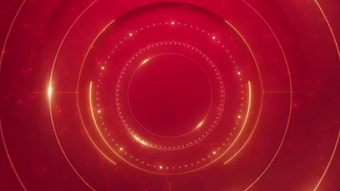 Gold red interface ring visual with bright particle arcs, smooth circular panels Stock Footage 340555343