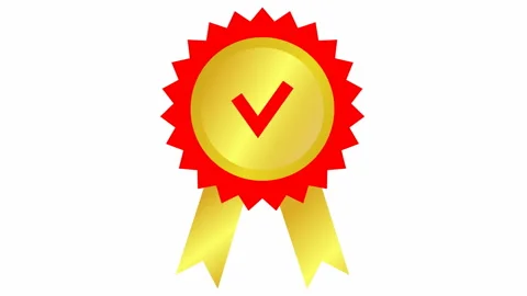 Gold red quality mark 2 white Stock Footage 201546654