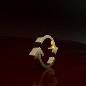 Gold Refresh icon isolated on brown background. Reload symbol. Rotation arrow Stock Illustration