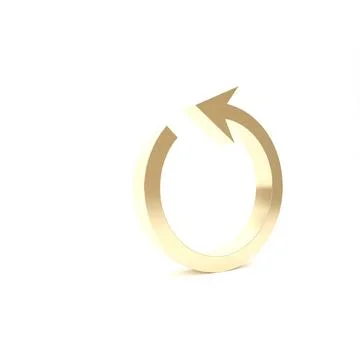 Gold Refresh icon isolated on white background. Reload symbol. Rotation arrow Stock Illustration