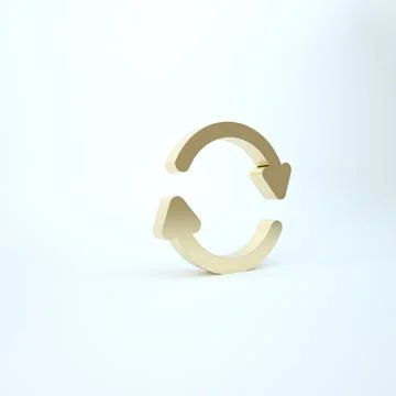 Gold Refresh icon isolated on white background. Reload symbol. Rotation arrow Stock Illustration