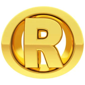 Gold registered sign with gradient reflections isolated on white Stock Illustration