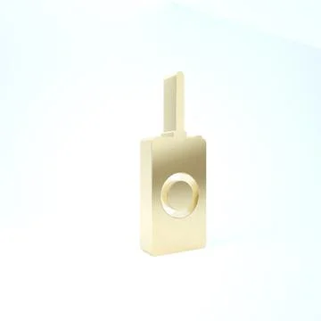 Gold Remote control icon isolated on white background. 3d illustration 3D ren Stock Illustration