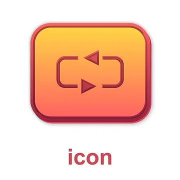 Gold Repeat button icon isolated on white background. Vector Stock Illustration