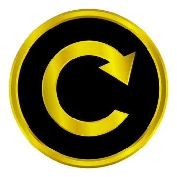 Gold repeat sign button Illustrazione stock