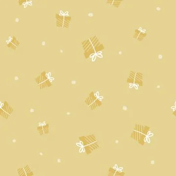 Gold repeated present pattern. Giveaway holidays seamless pattern, gift boxes Stock Illustration