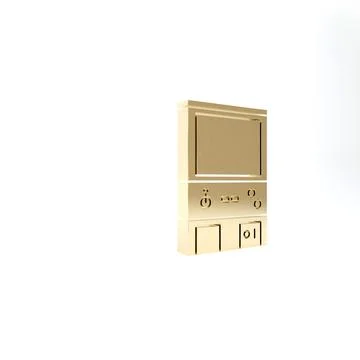 Gold Retro arcade game machine icon isolated on white background. 3d illustra Illustrazione stock