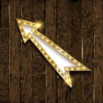 Gold Retro arrow with lights. Stock Illustration