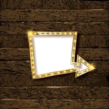 Gold Retro arrow with lights. Stock Illustration
