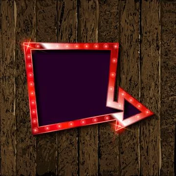 Gold Retro arrow with lights. Stock Illustration