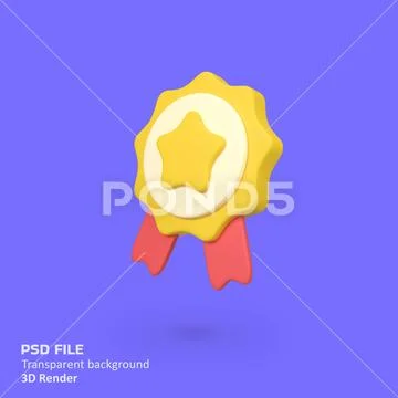Gold Reward isolated 3d render icon illustration PSD Template