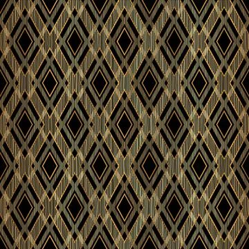 Gold Rhombus Seamless Pattern on Black Background 스톡 일러스트
