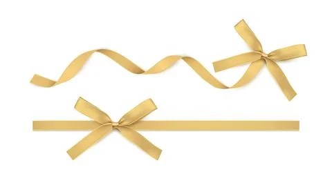 Gold Ribbon and Bow isolated. Stock Illustration