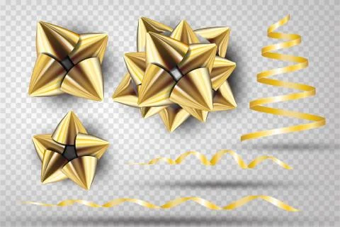 Gold ribbon bow set.vector Illustrazione stock