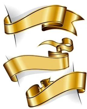 Gold ribbon collection Stock Illustration
