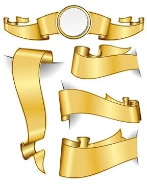 Gold ribbon collection Stock Illustration