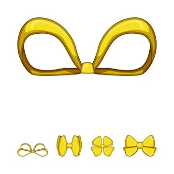 Gold ribbon forming various bow shapes Stock Illustration