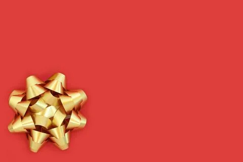 Gold Ribbon Loop Bow for Gift Box Present Foto stock