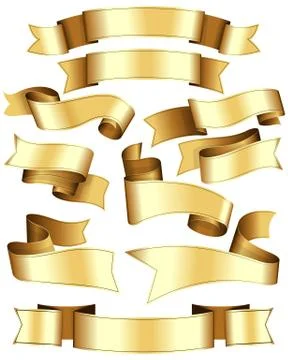 Gold ribbon set Stock Illustration
